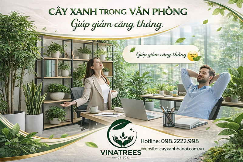 Cây xanh trong văn phòng giúp giảm căng thẳng_Vinatrees